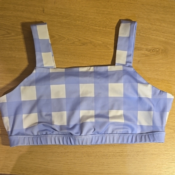 JustFab Square Neck Sports Gingham Lavender Bra size XXL - Picture 1 of 4